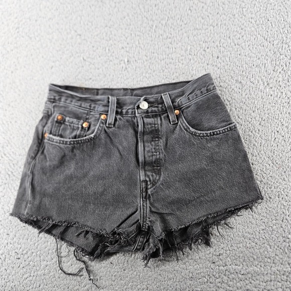 Levi's Pants - Levis Shorts Womens 25 Black 501 Black Denim Jean Cutoff Frayed Hem Beach
